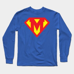 Letter M Superhero Symbol Long Sleeve T-Shirt